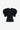 Black cotton sculptural top with puffed sleeves