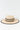 Woven straw hat with brown trim