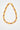 Gold sculptural necklace with red pearl detail