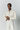 Ivory cropped cotton jacket with textured thread finish